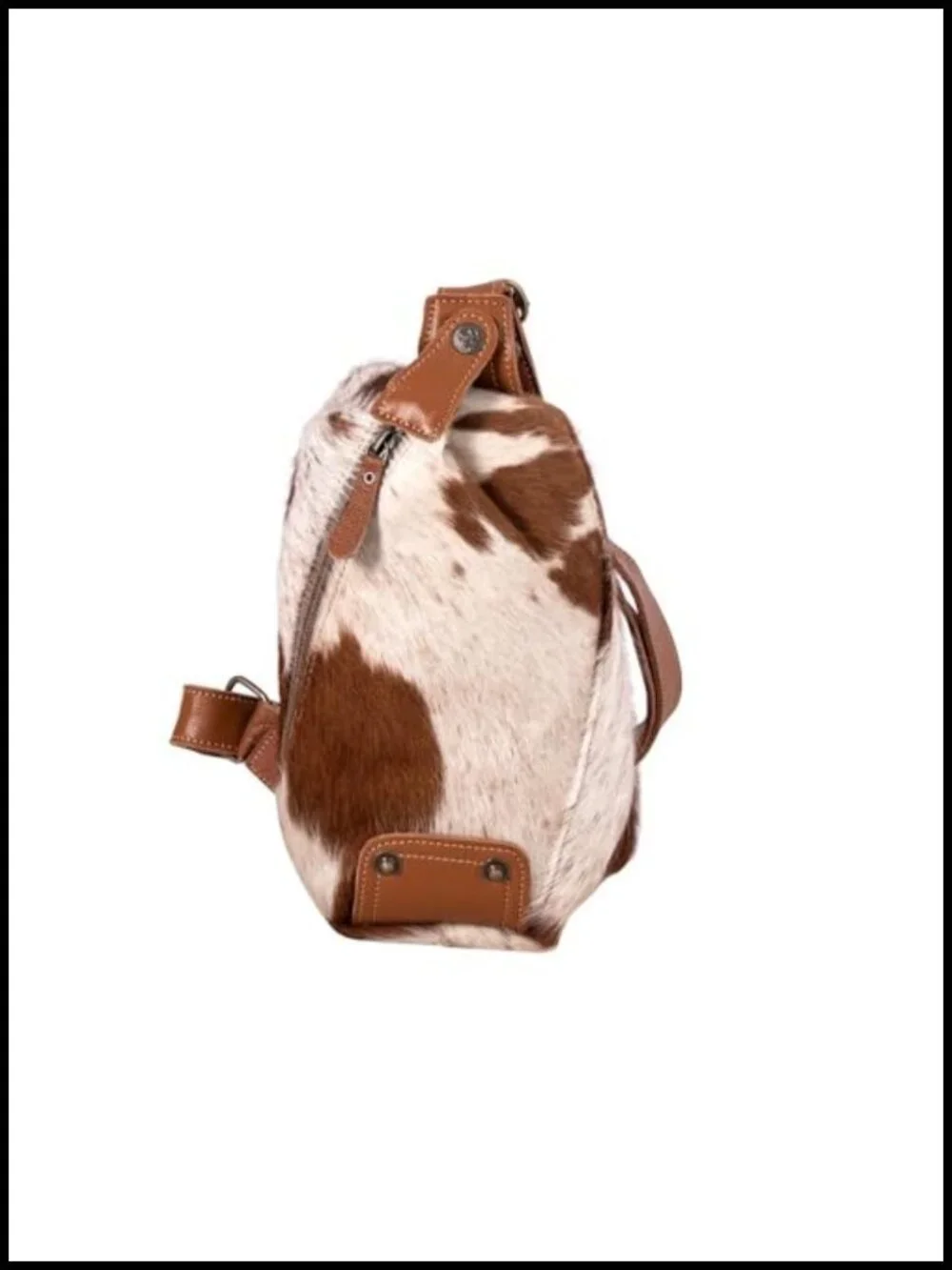 Western Upcycled Canvas Hairon Leather Crossbody Sling Bag